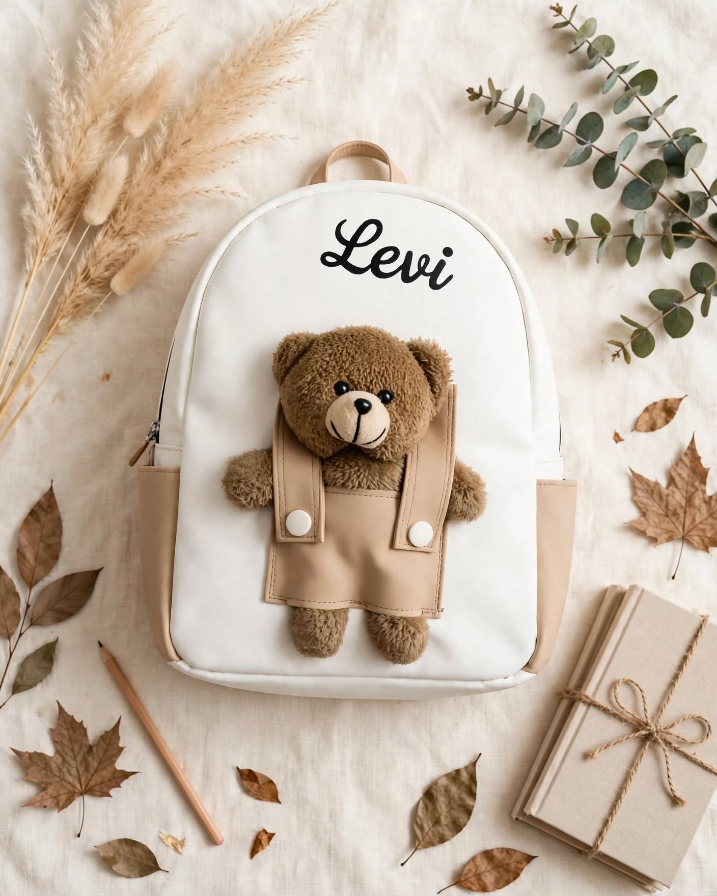 کوله پشتی خرسی Levi کرم سفید